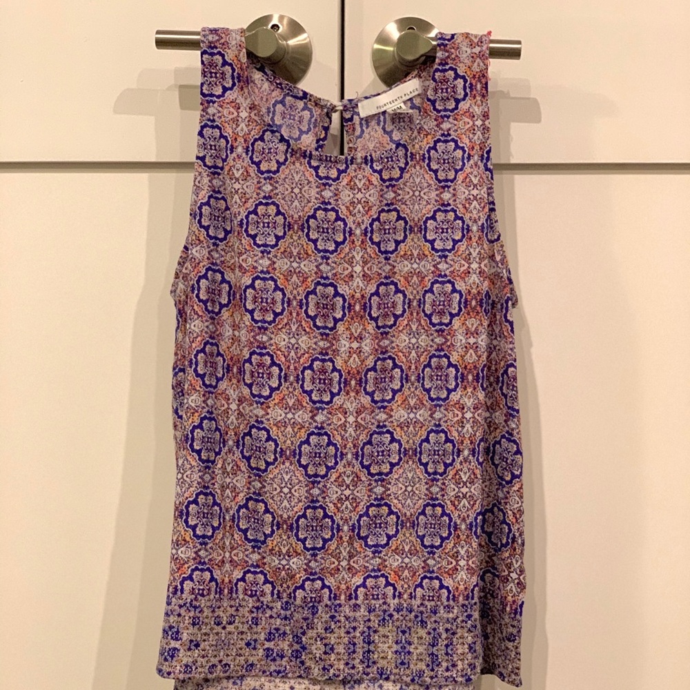 Work Tank Shell Tribal Paisley Moroccan Top Pink M
